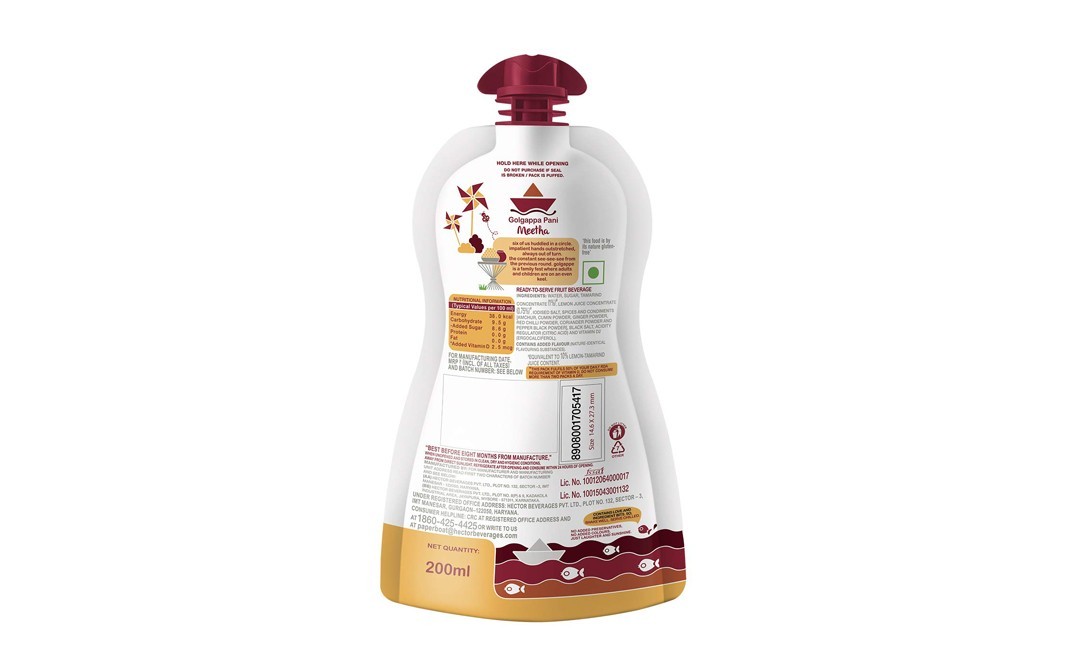 Paper Boat Golgappa Pani Meetha    Pouch  200 millilitre